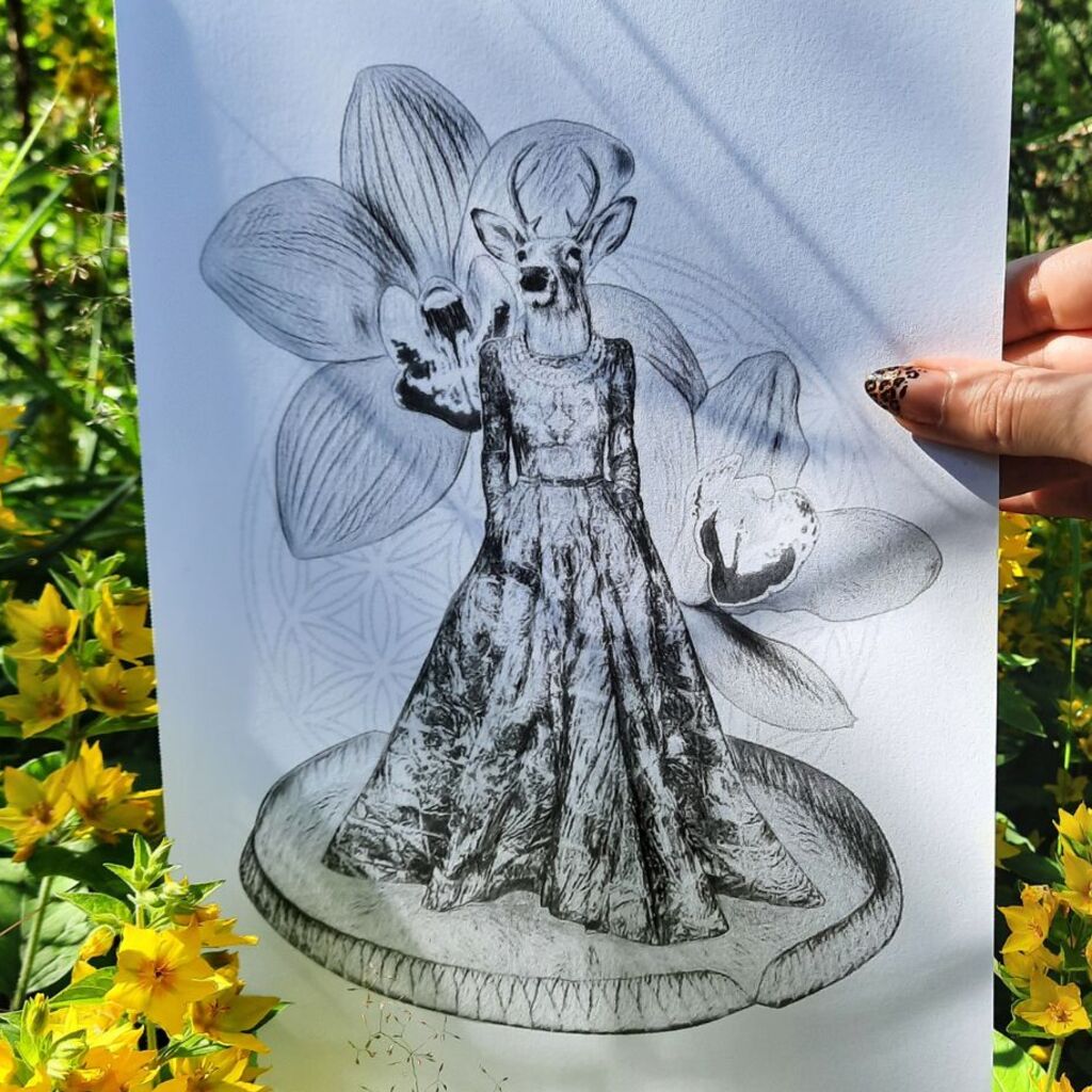 A magnified image of Llamazing Trinity coloring page by LinTu.studio
