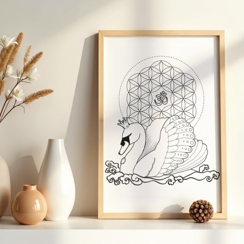 DIY wall art made of Swan Mandala